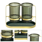 Chopsticks Drying Holder Iron PET Transparent Chopsticks Drying Caddy for Spoons Kitchen Green Gold