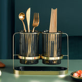 Chopsticks Drying Holder Iron PET Transparent Chopsticks Drying Caddy for Spoons Kitchen Green Gold