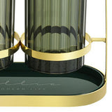 Chopsticks Drying Holder Iron PET Transparent Chopsticks Drying Caddy for Spoons Kitchen Green Gold