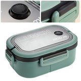 1200ml Bento Lunch Box Double Layer Insulation Lunch Box Container with Fork Spoon for Students Office Workers Green - Front View