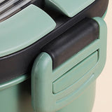 1200ml Bento Lunch Box Double Layer Insulation Lunch Box Container with Fork Spoon for Students Office Workers Green - Close-Up Angle