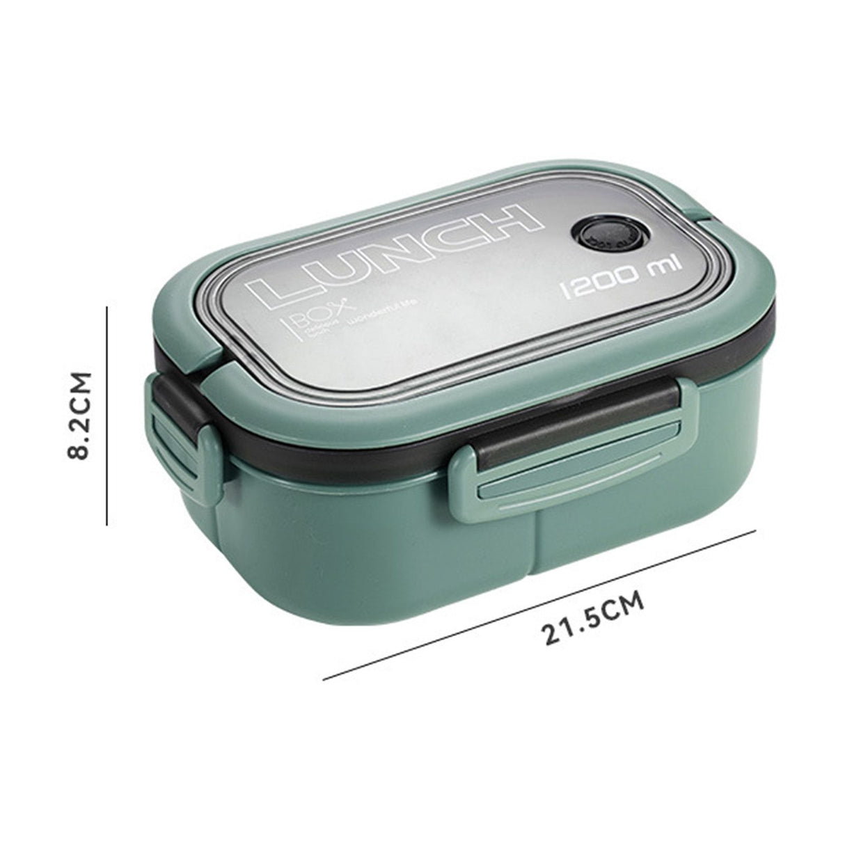 1200ml Bento Lunch Box Double Layer Insulation Lunch Box Container with Fork Spoon for Students Office Workers Green