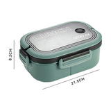 1200ml Bento Lunch Box Double Layer Insulation Lunch Box Container with Fork Spoon for Students Office Workers Green - Extra Image