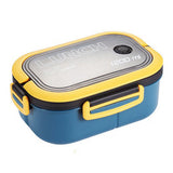 1200ml Bento Lunch Box Double Layer Insulation Lunch Box Container with Fork Spoon for Students Office Workers Blue