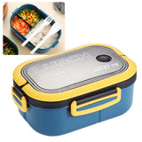 1200ml Bento Lunch Box Double Layer Insulation Lunch Box Container with Fork Spoon for Students Office Workers Blue - Side View