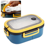 1200ml Bento Lunch Box Double Layer Insulation Lunch Box Container with Fork Spoon for Students Office Workers Blue