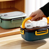 1200ml Bento Lunch Box Double Layer Insulation Lunch Box Container with Fork Spoon for Students Office Workers Blue