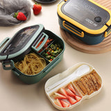 1200ml Bento Lunch Box Double Layer Insulation Lunch Box Container with Fork Spoon for Students Office Workers Blue - Extra Image