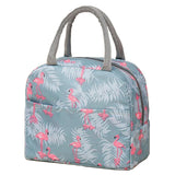 Insulated Lunch Bag Large Capacity Flamingo Pattern Portable Thickened Zipper Lunch Bag for School Work Gray Flamingo