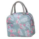 Insulated Lunch Bag Large Capacity Flamingo Pattern Portable Thickened Zipper Lunch Bag for School Work Gray Flamingo