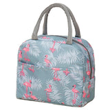Insulated Lunch Bag Large Capacity Flamingo Pattern Portable Thickened Zipper Lunch Bag for School Work Gray Flamingo
