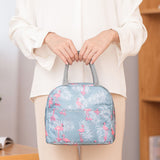 Insulated Lunch Bag Large Capacity Flamingo Pattern Portable Thickened Zipper Lunch Bag for School Work Gray Flamingo