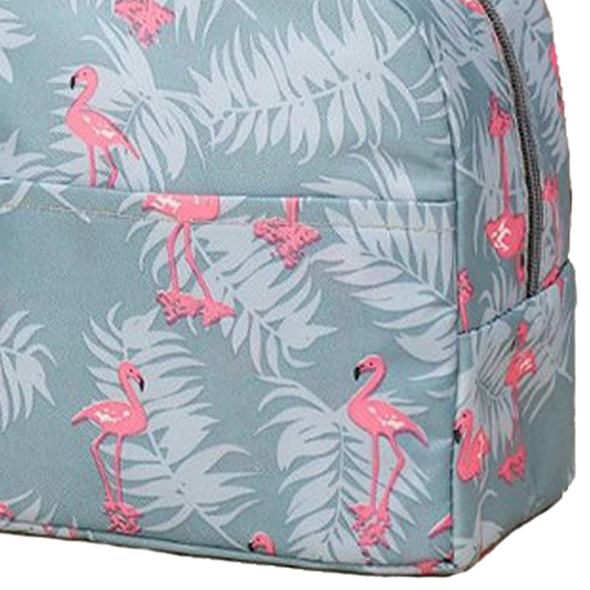 Insulated Lunch Bag Large Capacity Flamingo Pattern Portable Thickened Zipper Lunch Bag for School Work Gray Flamingo
