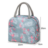 Insulated Lunch Bag Large Capacity Flamingo Pattern Portable Thickened Zipper Lunch Bag for School Work Gray Flamingo - Extra Image