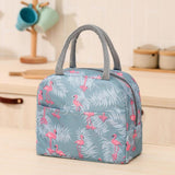 Insulated Lunch Bag Large Capacity Flamingo Pattern Portable Thickened Zipper Lunch Bag for School Work Gray Flamingo - Extra Image