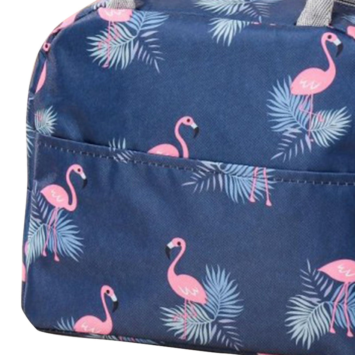 Insulated Lunch Bag Large Capacity Flamingo Pattern Portable Thickened Zipper Lunch Bag for School Work Navy Blue Flamingo