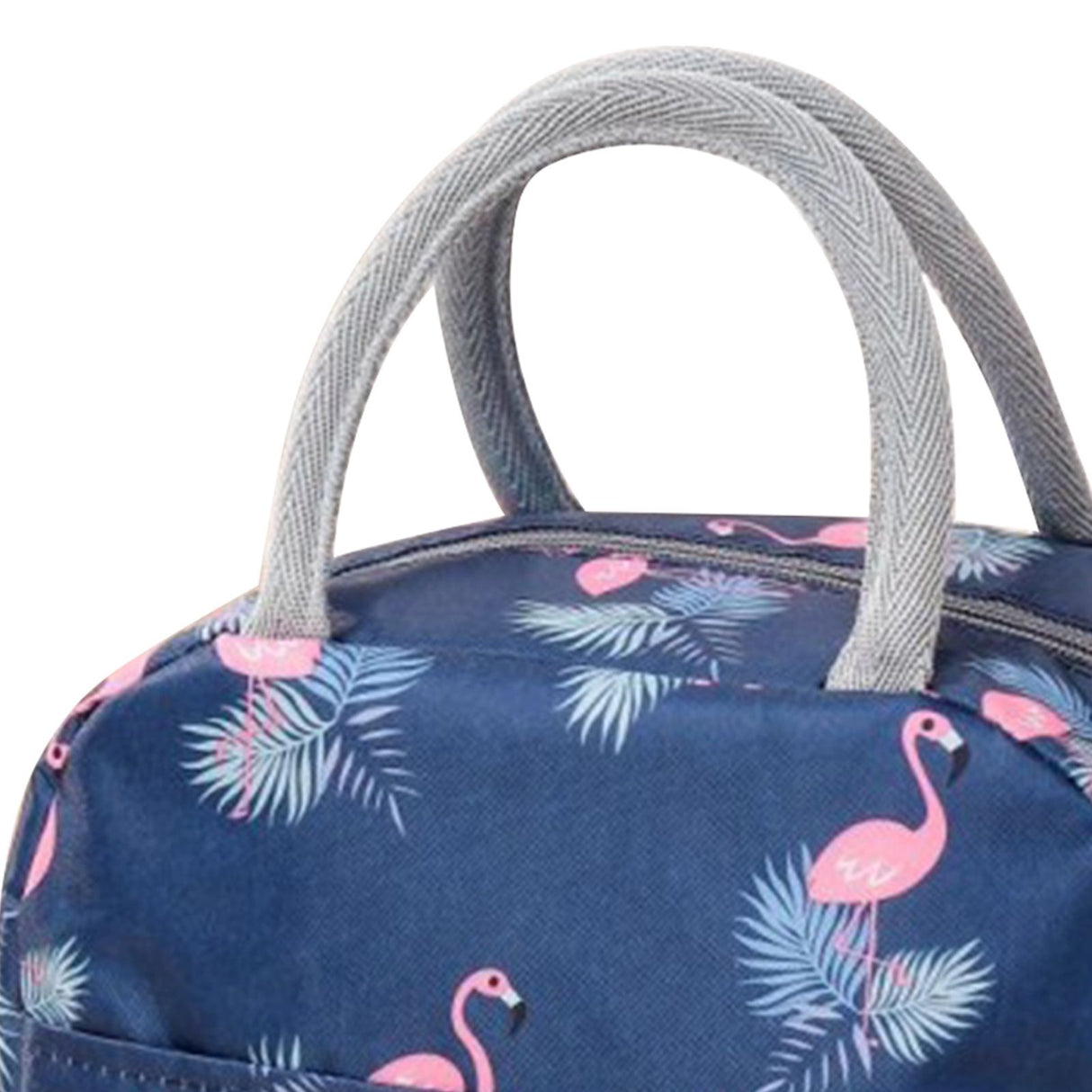 Insulated Lunch Bag Large Capacity Flamingo Pattern Portable Thickened Zipper Lunch Bag for School Work Navy Blue Flamingo