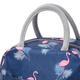 Insulated Lunch Bag Large Capacity Flamingo Pattern Portable Thickened Zipper Lunch Bag for School Work Navy Blue Flamingo