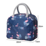 Insulated Lunch Bag Large Capacity Flamingo Pattern Portable Thickened Zipper Lunch Bag for School Work Navy Blue Flamingo