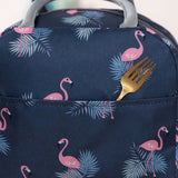Insulated Lunch Bag Large Capacity Flamingo Pattern Portable Thickened Zipper Lunch Bag for School Work Navy Blue Flamingo
