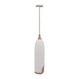 Household Electric Milk Frother Automatic Handheld Milk Foam Maker Coffee Stirring Bar Kitchen Drink Foamer White Coffee - Top-Down View