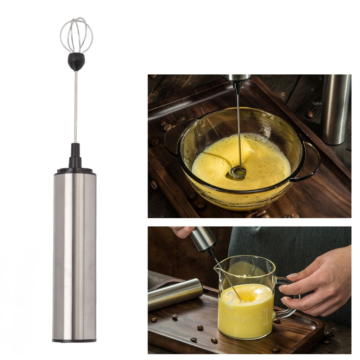 Electric Mini Blender Handheld Auto Stainless Steel Detachable Milk Foamer for Home Kitchen