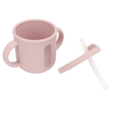 Silicone Sippy Cups Double Handles Lightweight Toddler Training Cup with Tight Leakproof Cover for Home Travelling Pink - Top-Down View
