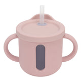 Silicone Sippy Cups Double Handles Lightweight Toddler Training Cup with Tight Leakproof Cover for Home Travelling Pink