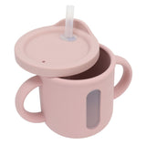 Silicone Sippy Cups Double Handles Lightweight Toddler Training Cup with Tight Leakproof Cover for Home Travelling Pink - Extra Image