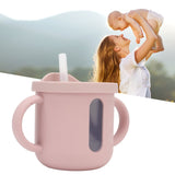 Silicone Sippy Cups Double Handles Lightweight Toddler Training Cup with Tight Leakproof Cover for Home Travelling Pink - Extra Image