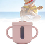 Silicone Sippy Cups Double Handles Lightweight Toddler Training Cup with Tight Leakproof Cover for Home Travelling Pink - Extra Image