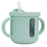 Silicone Sippy Cups Double Handles Lightweight Toddler Training Cup with Tight Leakproof Cover for Home Travelling Green