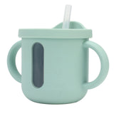 Silicone Sippy Cups Double Handles Lightweight Toddler Training Cup with Tight Leakproof Cover for Home Travelling Green