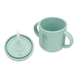 Silicone Sippy Cups Double Handles Lightweight Toddler Training Cup with Tight Leakproof Cover for Home Travelling Green