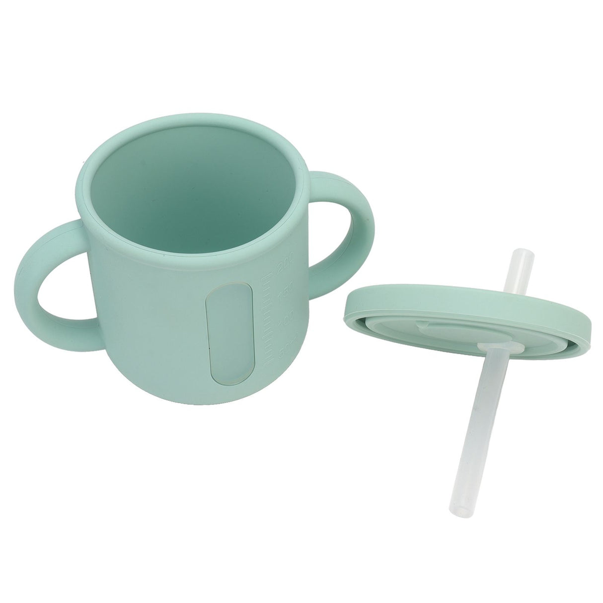 Silicone Sippy Cups Double Handles Lightweight Toddler Training Cup with Tight Leakproof Cover for Home Travelling Green