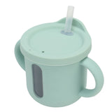 Silicone Sippy Cups Double Handles Lightweight Toddler Training Cup with Tight Leakproof Cover for Home Travelling Green - Low Angle