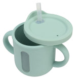 Silicone Sippy Cups Double Handles Lightweight Toddler Training Cup with Tight Leakproof Cover for Home Travelling Green