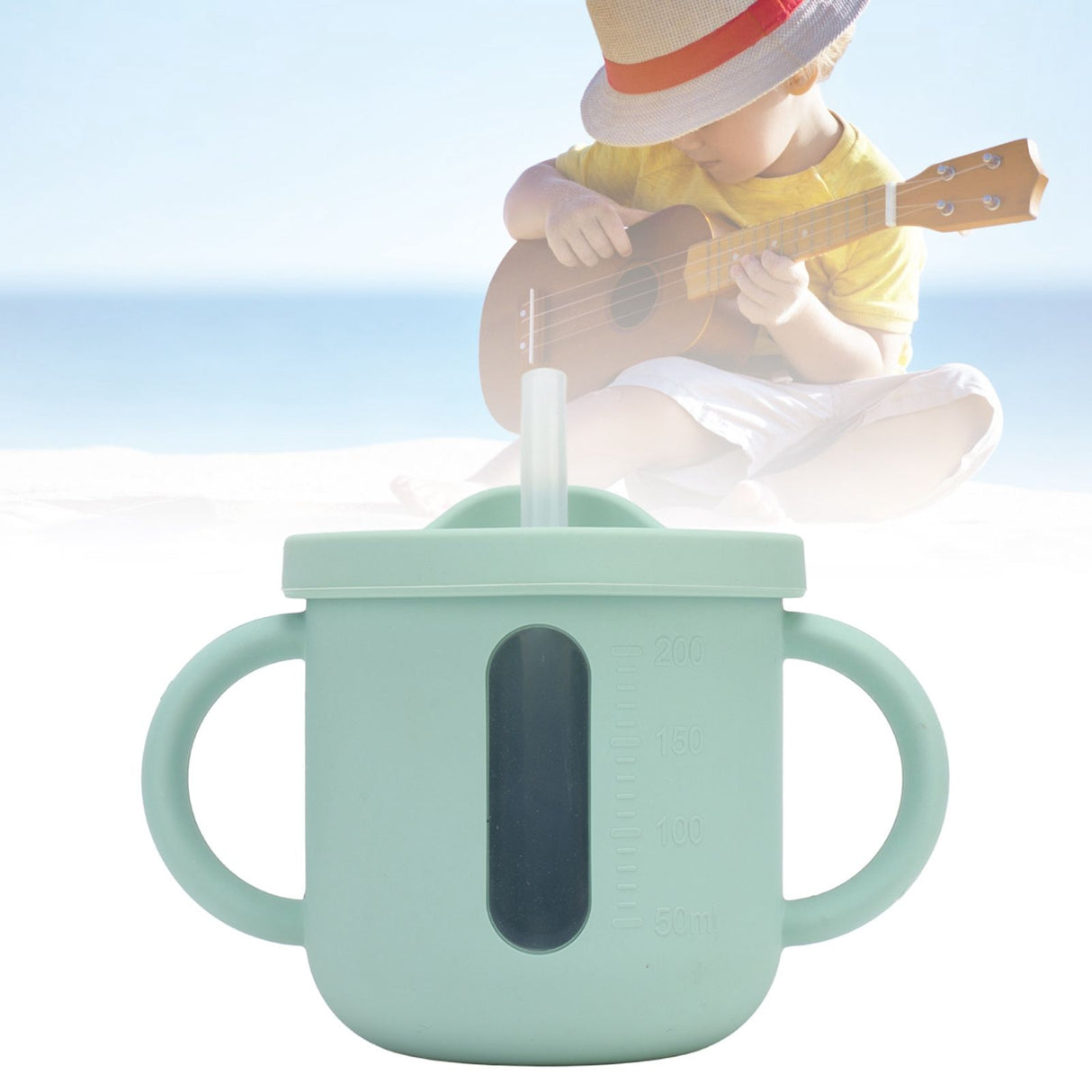 Silicone Sippy Cups Double Handles Lightweight Toddler Training Cup with Tight Leakproof Cover for Home Travelling Green