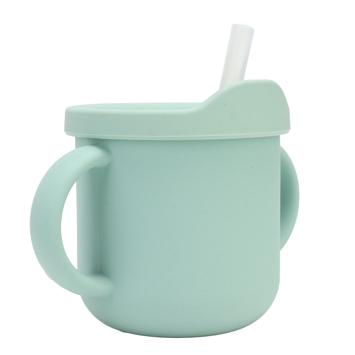 Silicone Sippy Cups Double Handles Lightweight Toddler Training Cup with Tight Leakproof Cover for Home Travelling Green