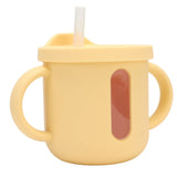 Silicone Sippy Cups Double Handles Lightweight Toddler Training Cup with Tight Leakproof Cover for Home Travelling Yellow