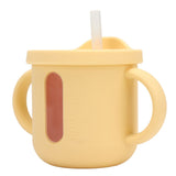 Silicone Sippy Cups Double Handles Lightweight Toddler Training Cup with Tight Leakproof Cover for Home Travelling Yellow - Side View