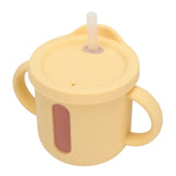 Silicone Sippy Cups Double Handles Lightweight Toddler Training Cup with Tight Leakproof Cover for Home Travelling Yellow