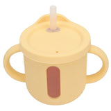 Silicone Sippy Cups Double Handles Lightweight Toddler Training Cup with Tight Leakproof Cover for Home Travelling Yellow