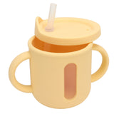 Silicone Sippy Cups Double Handles Lightweight Toddler Training Cup with Tight Leakproof Cover for Home Travelling Yellow - Rear View