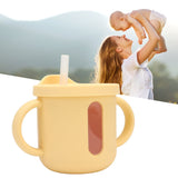 Silicone Sippy Cups Double Handles Lightweight Toddler Training Cup with Tight Leakproof Cover for Home Travelling Yellow - Extra Image