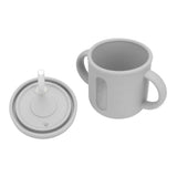 Silicone Sippy Cups Double Handles Lightweight Toddler Training Cup with Tight Leakproof Cover for Home Travelling Grey - Top-Down View