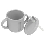 Silicone Sippy Cups Double Handles Lightweight Toddler Training Cup with Tight Leakproof Cover for Home Travelling Grey - 45-Degree Angle