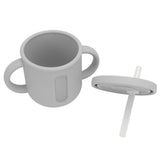 Silicone Sippy Cups Double Handles Lightweight Toddler Training Cup with Tight Leakproof Cover for Home Travelling Grey