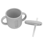 Silicone Sippy Cups Double Handles Lightweight Toddler Training Cup with Tight Leakproof Cover for Home Travelling Grey