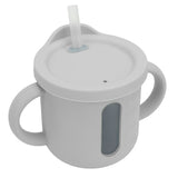 Silicone Sippy Cups Double Handles Lightweight Toddler Training Cup with Tight Leakproof Cover for Home Travelling Grey